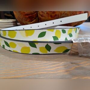 Kate Spade Reversible Leather Belt, size M ( 38" long), Lemons/White, retail $68